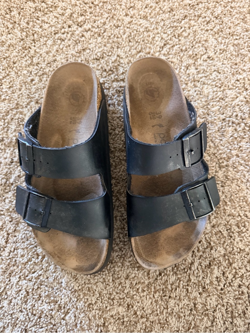 Papillio Black Two-Strap Buckle Sandals